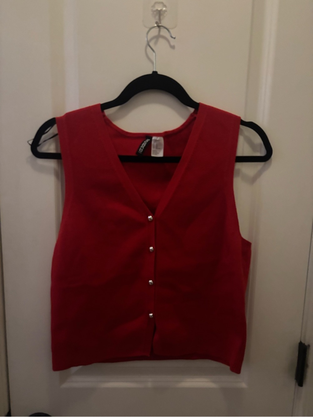 H&M Red Sleeveless Button-Front Tank Top